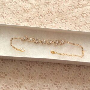 NEW Clear Crystal 14k Yellow Gold Plated Bracelet Women's Jewelry Gifts